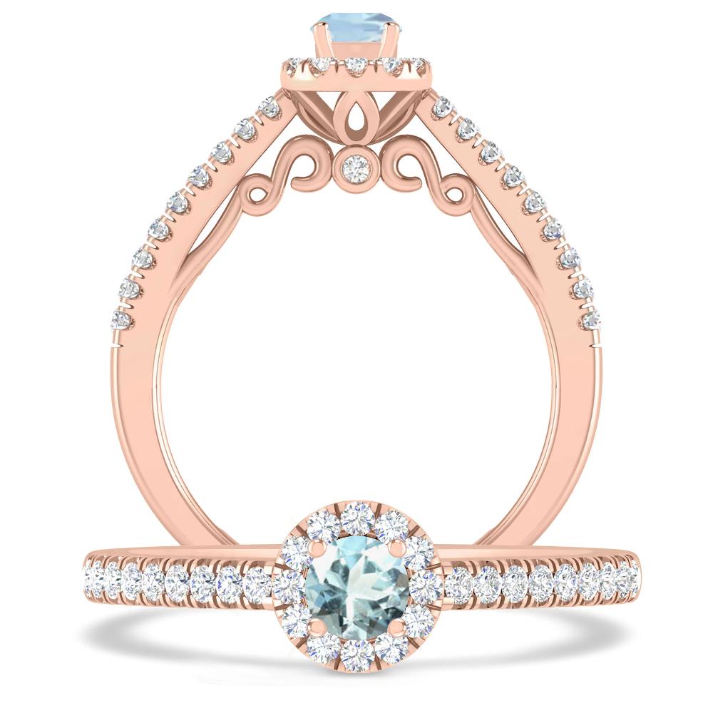 Rose Gold - Aquamarine