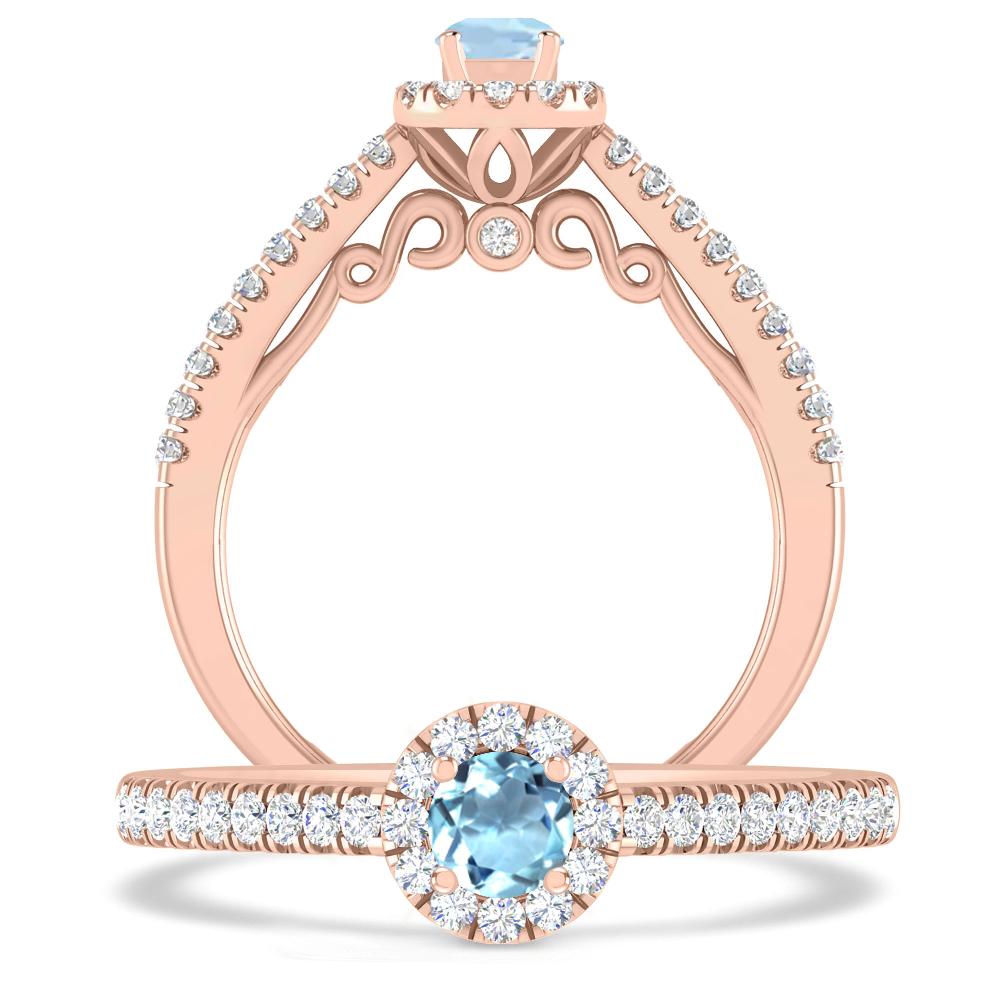 Rose Gold - Aquamarine
