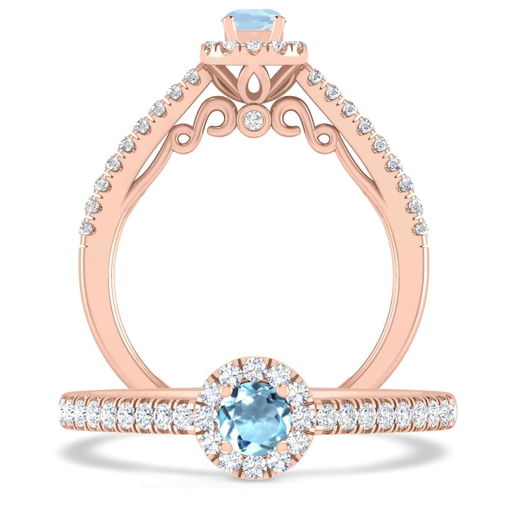 Rose Gold - Aquamarine