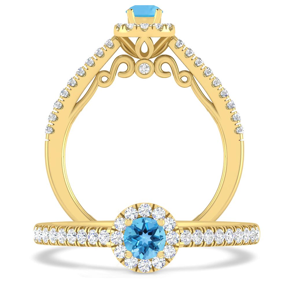 Yellow Gold - Blue Topaz