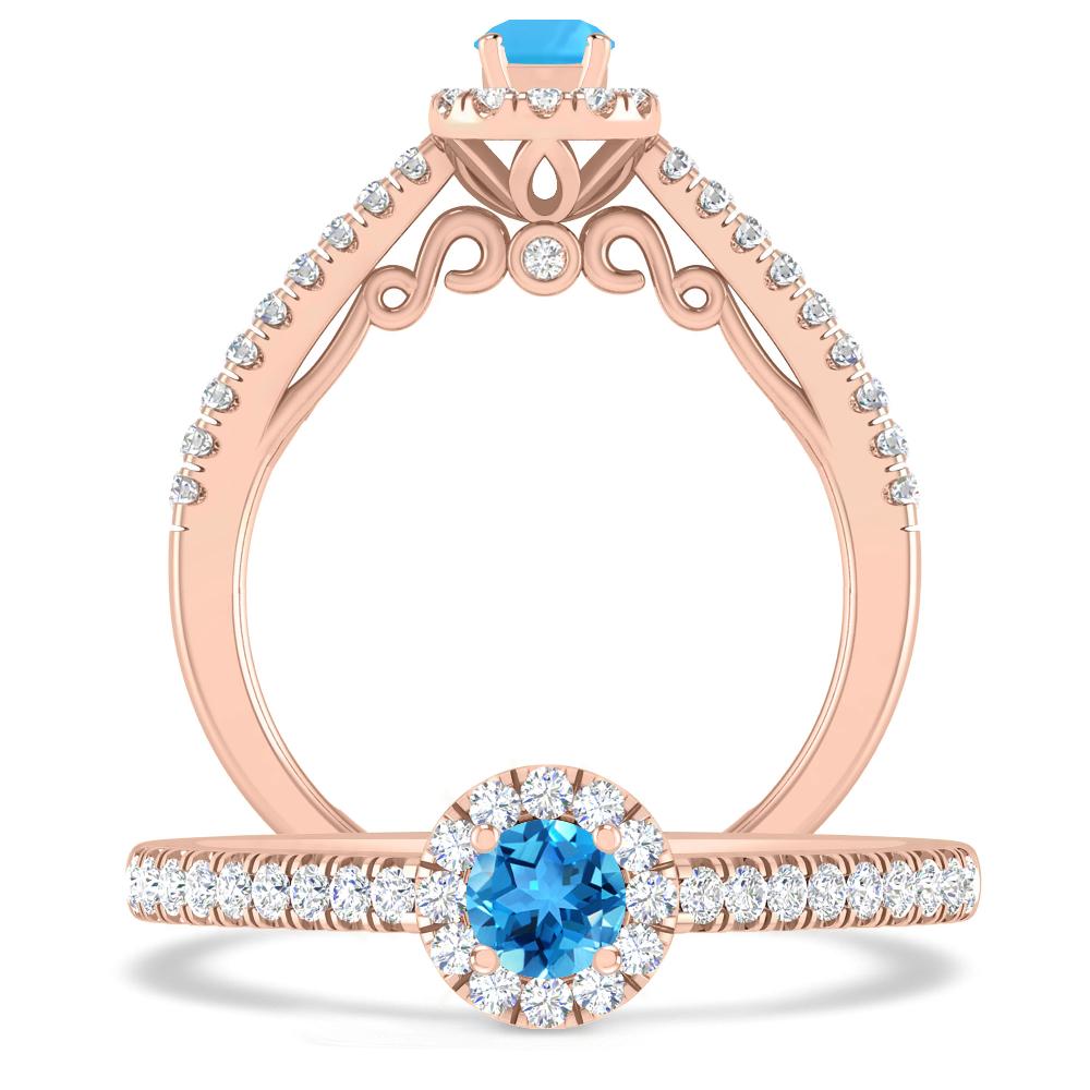 Rose Gold - Blue Topaz