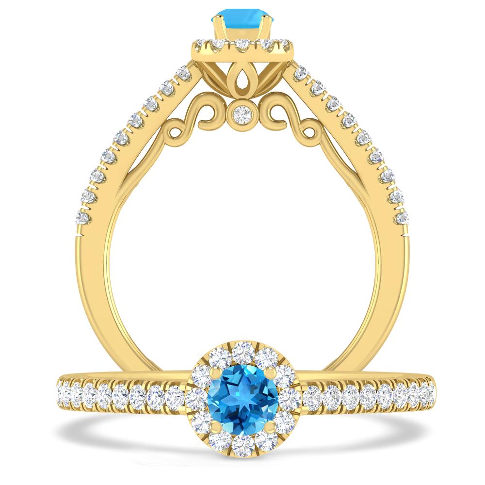 Yellow Gold - Blue Topaz