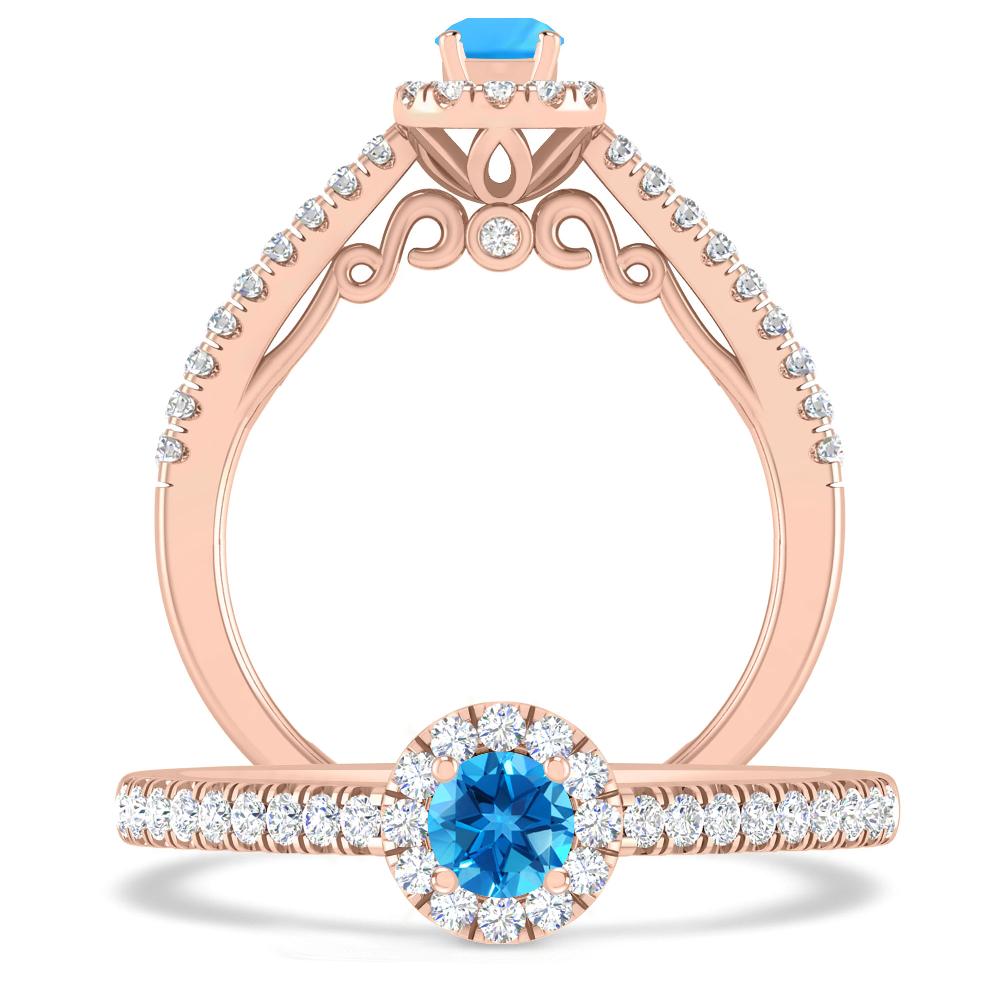 Rose Gold - Blue Topaz