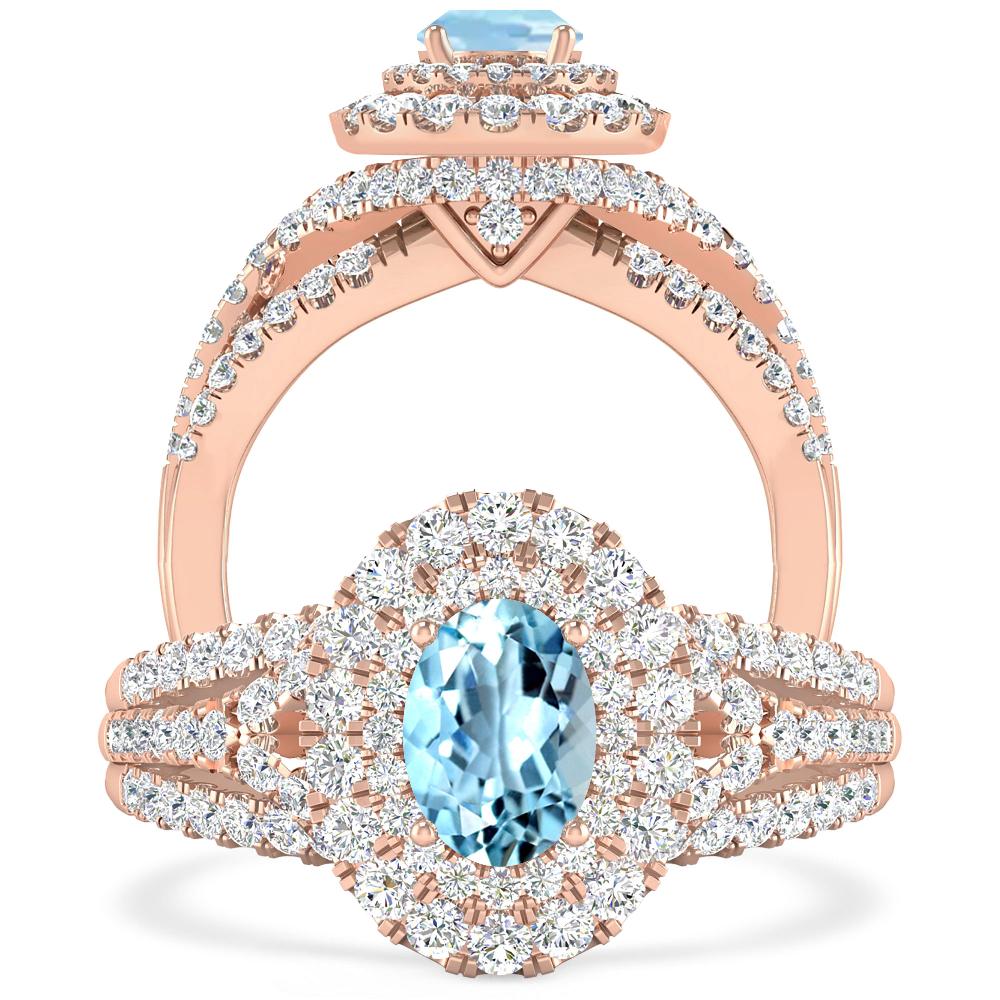 Rose Gold - Aquamarine