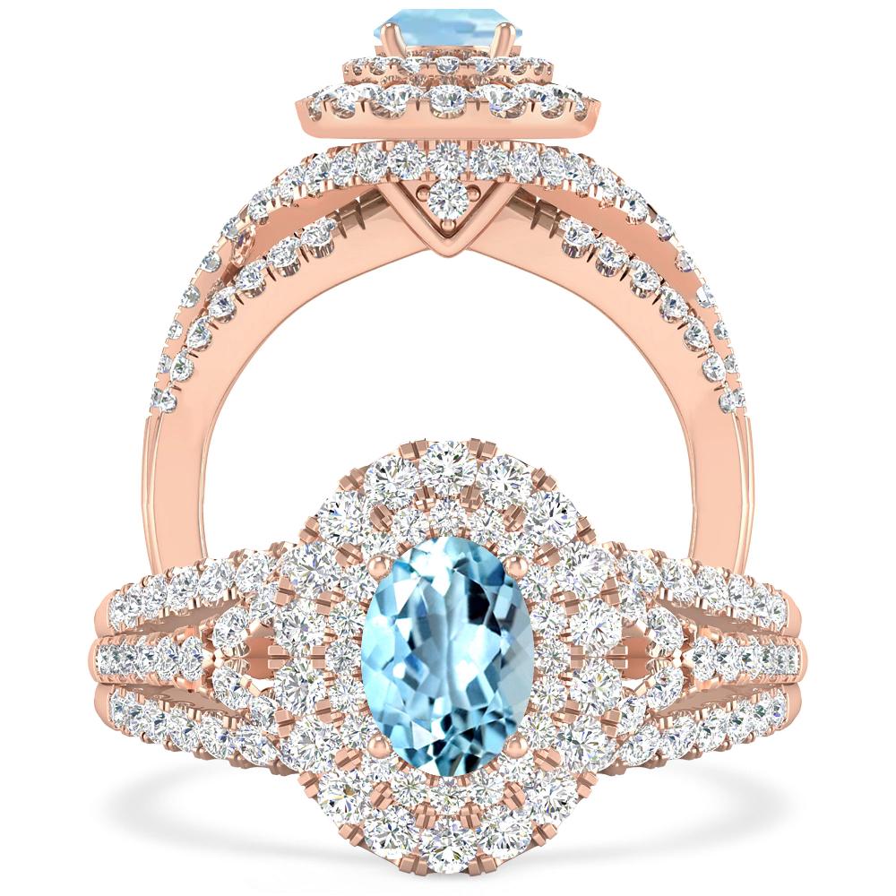 Rose Gold - Aquamarine