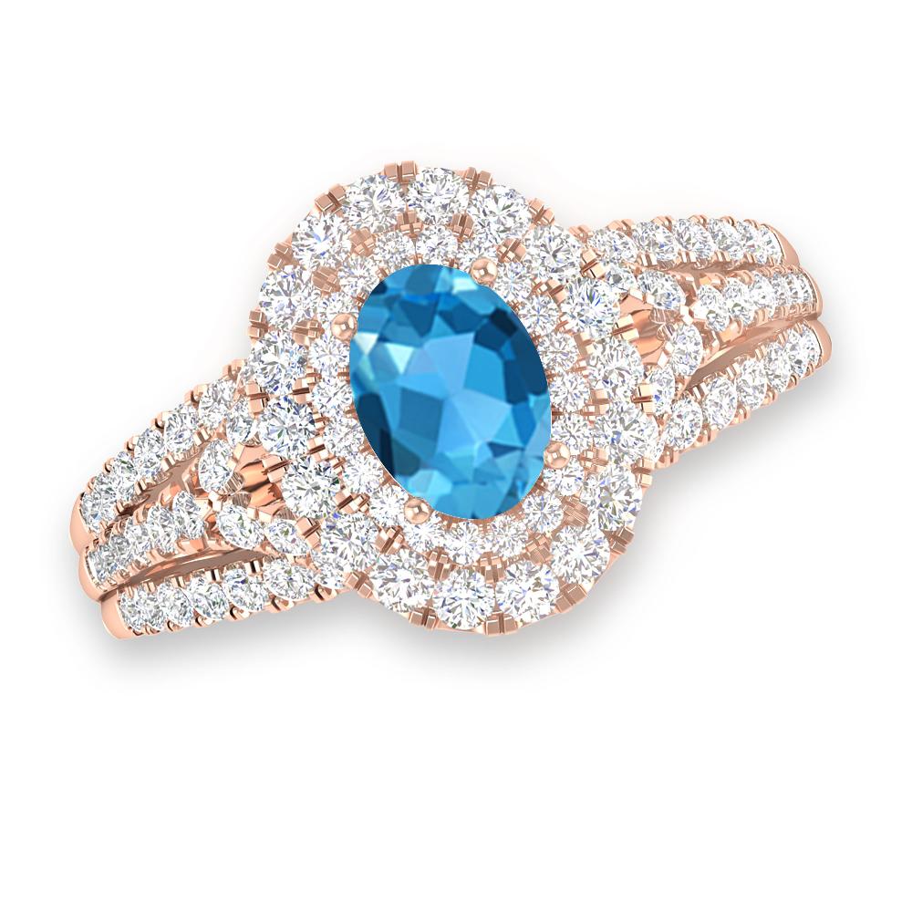 Rose Gold - Blue Topaz