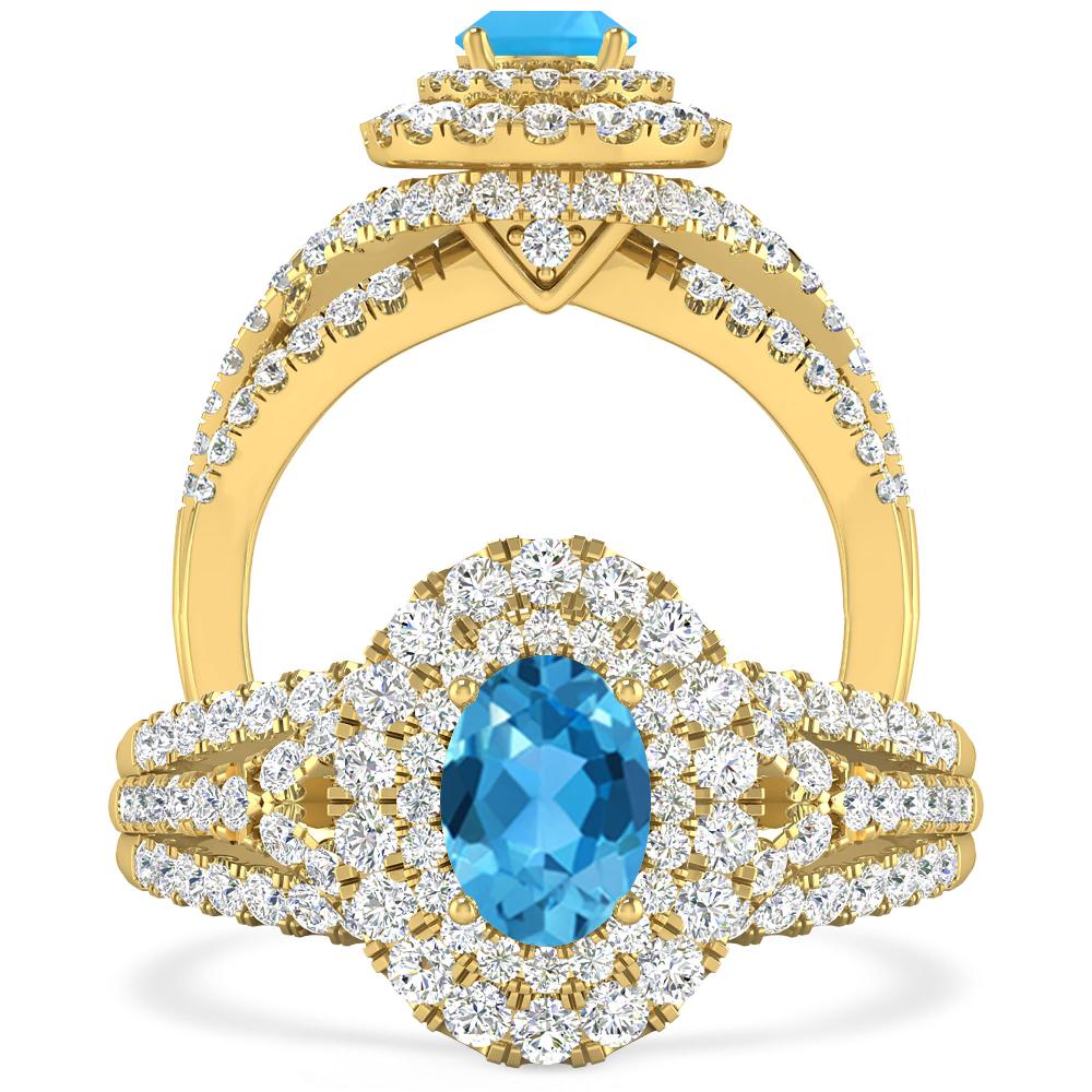 Yellow Gold - Blue Topaz