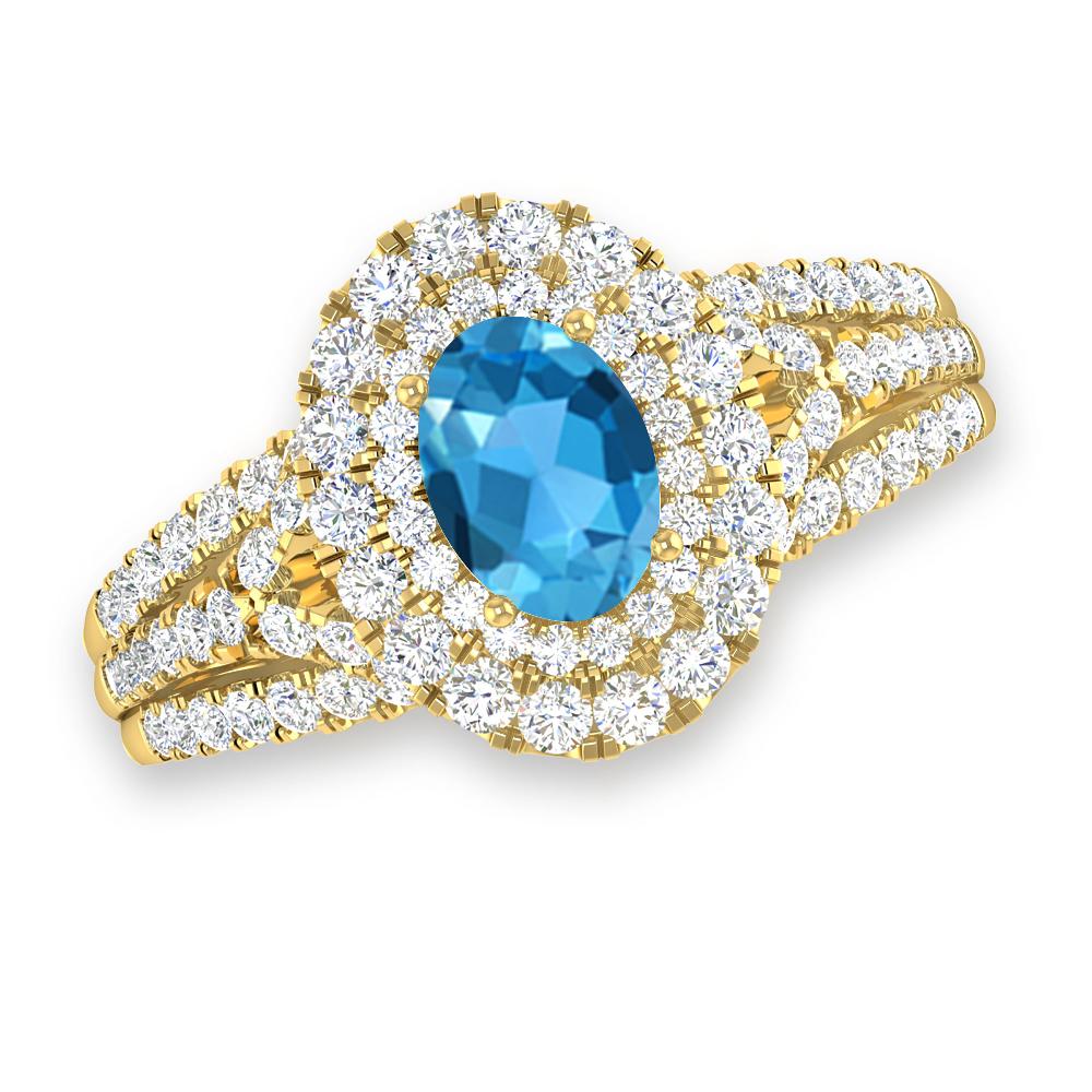 Yellow Gold - Blue Topaz