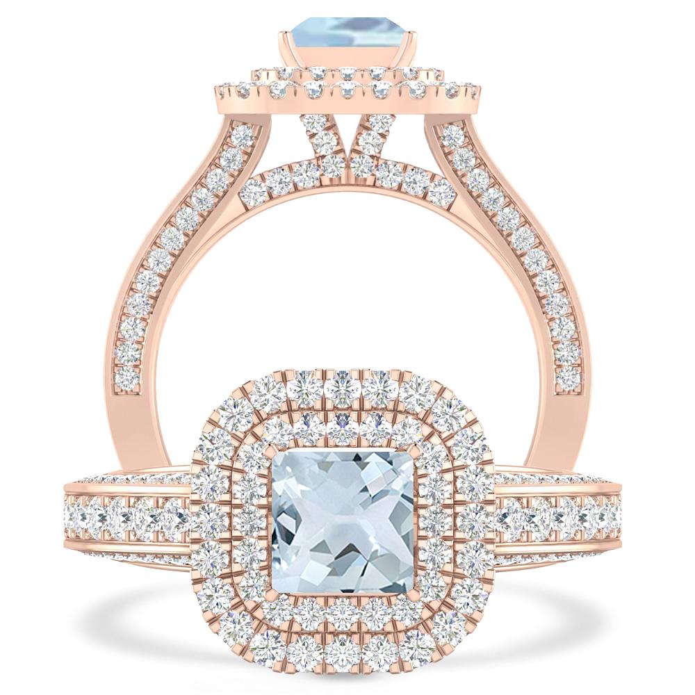 Rose Gold - Aquamarine