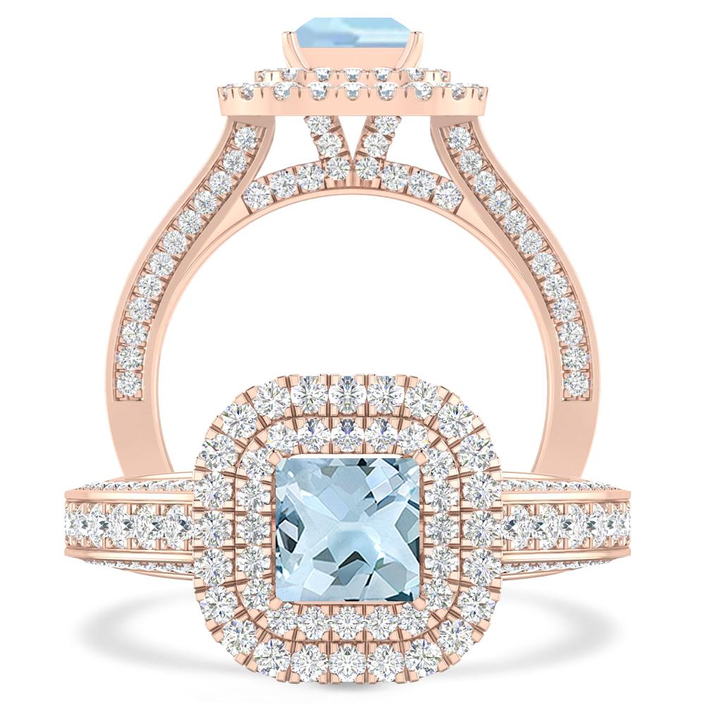 Rose Gold - Aquamarine