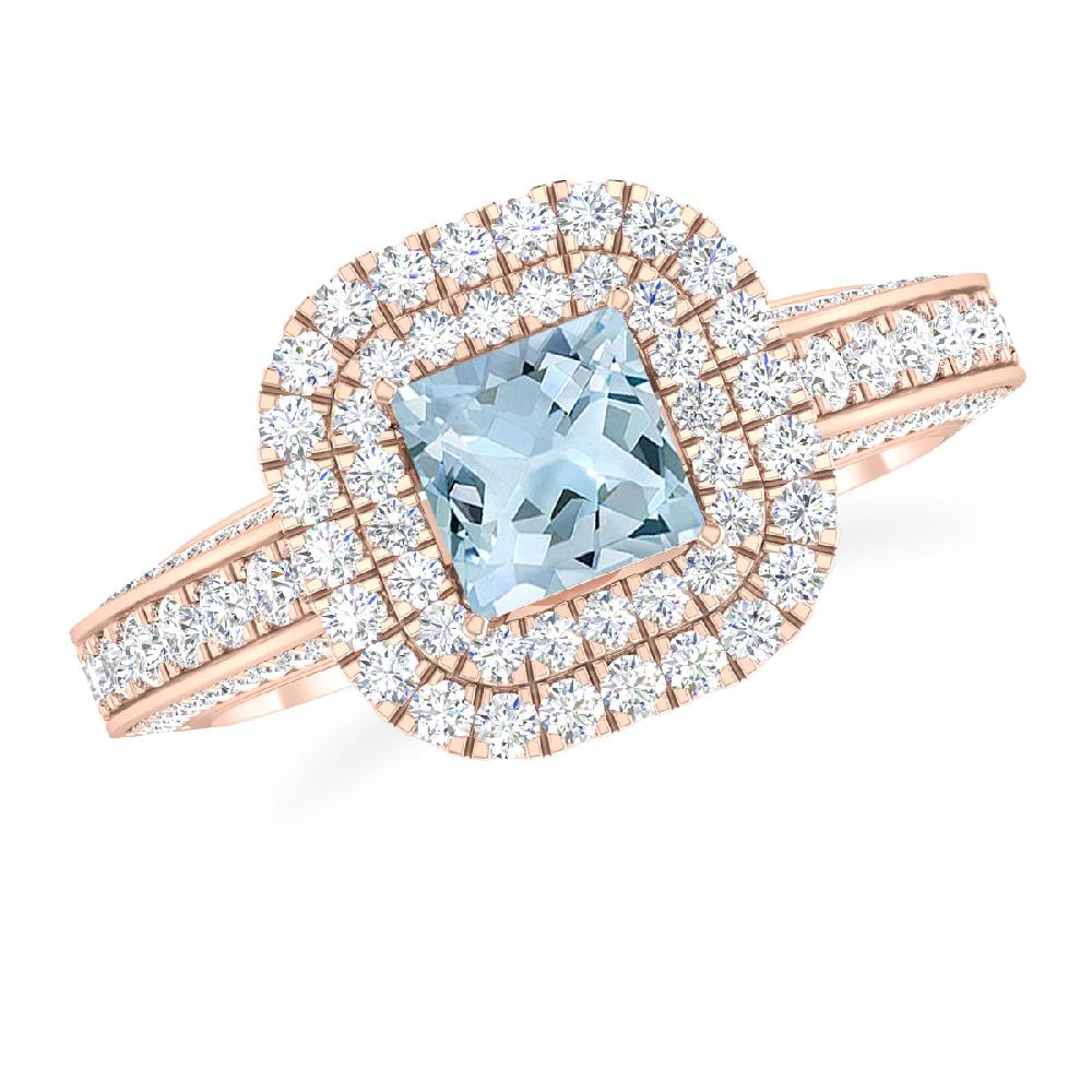 Rose Gold - Aquamarine