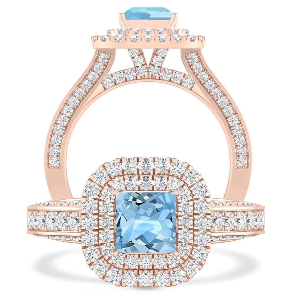 Rose Gold - Aquamarine