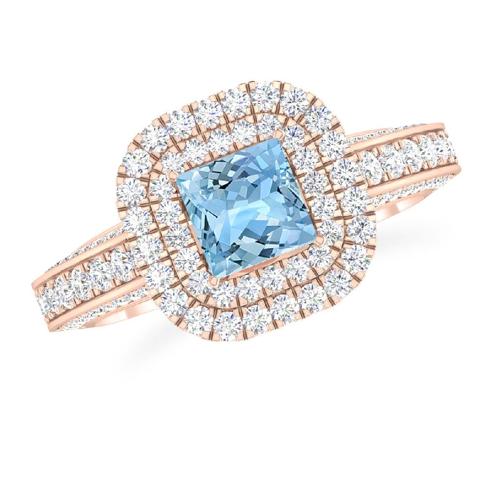 Rose Gold - Aquamarine