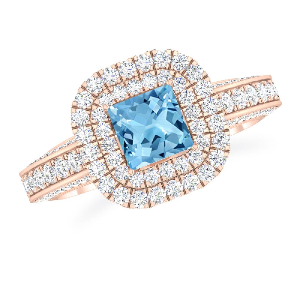 Rose Gold - Blue Topaz