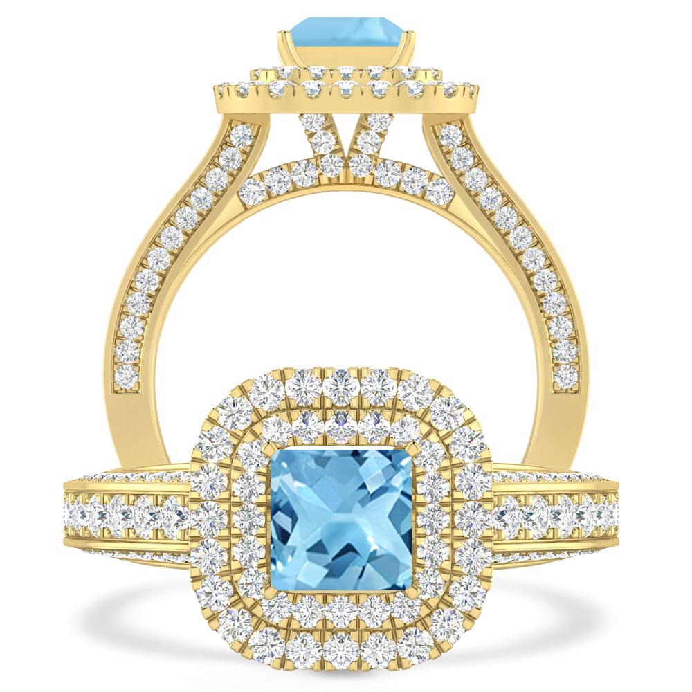 Yellow Gold - Blue Topaz