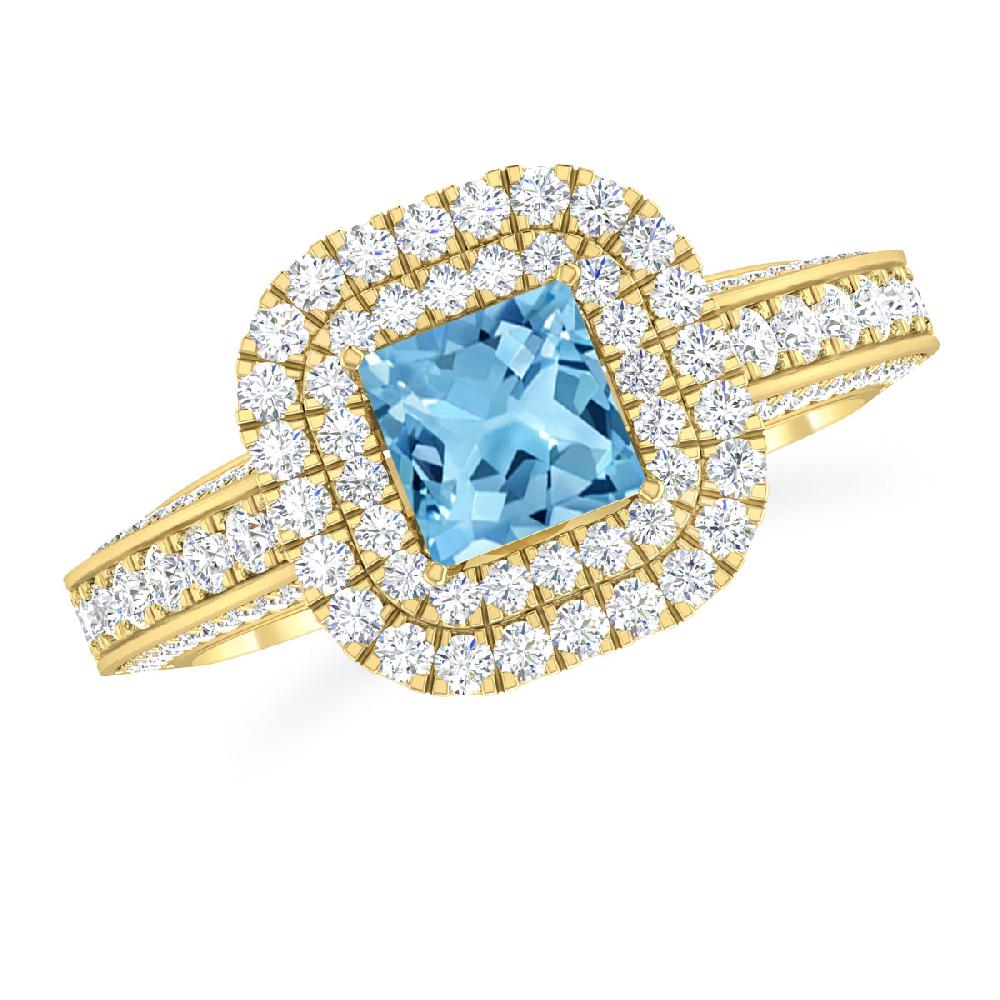 Yellow Gold - Blue Topaz