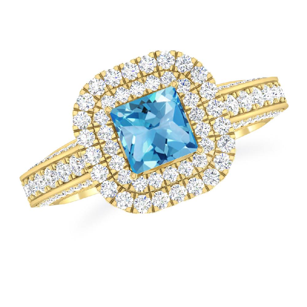 Yellow Gold - Blue Topaz