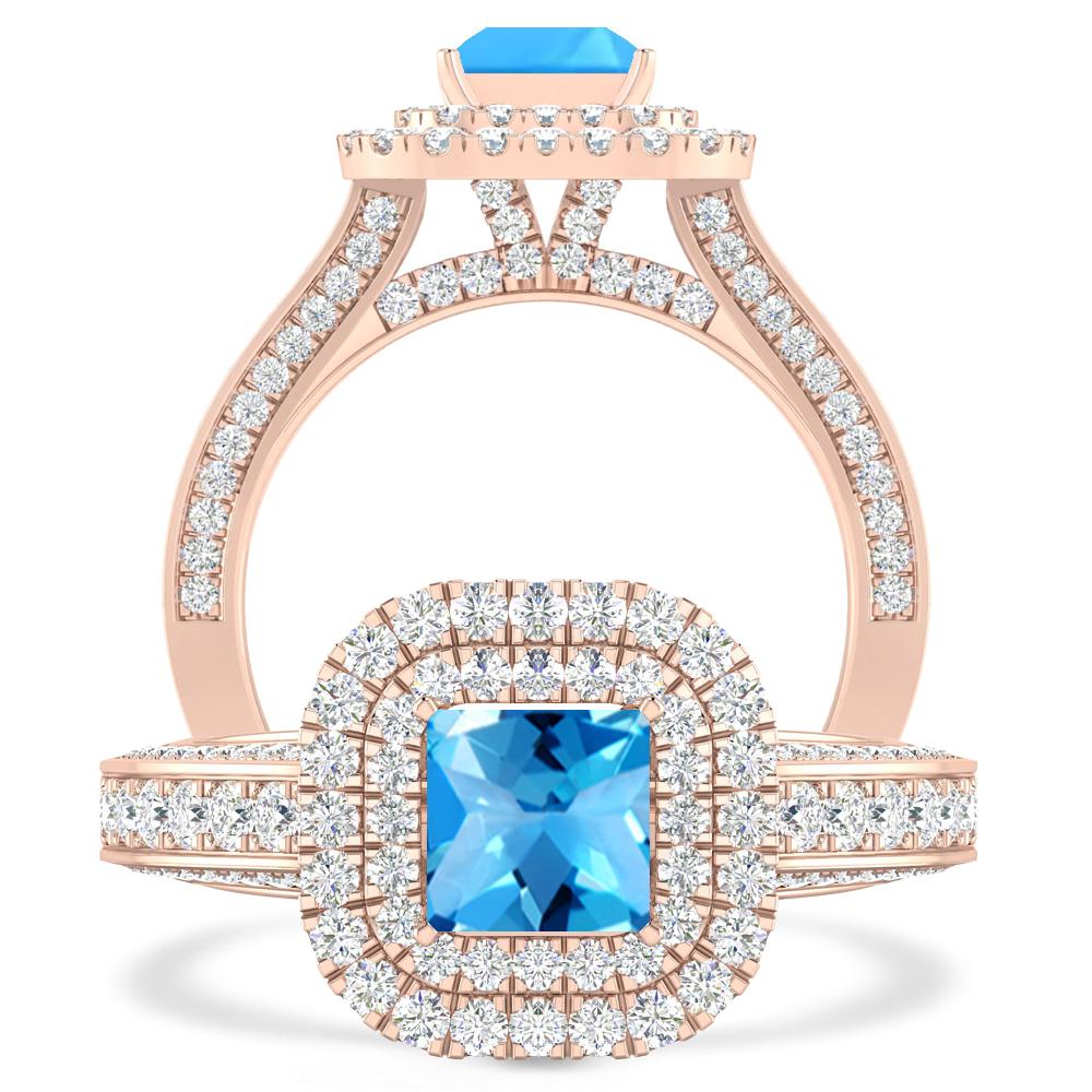 Rose Gold - Blue Topaz