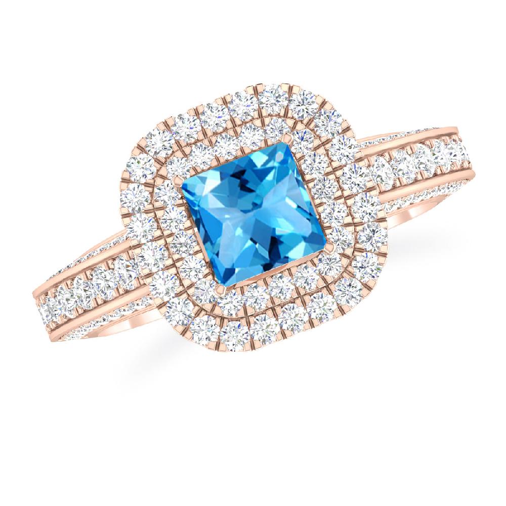 Rose Gold - Blue Topaz