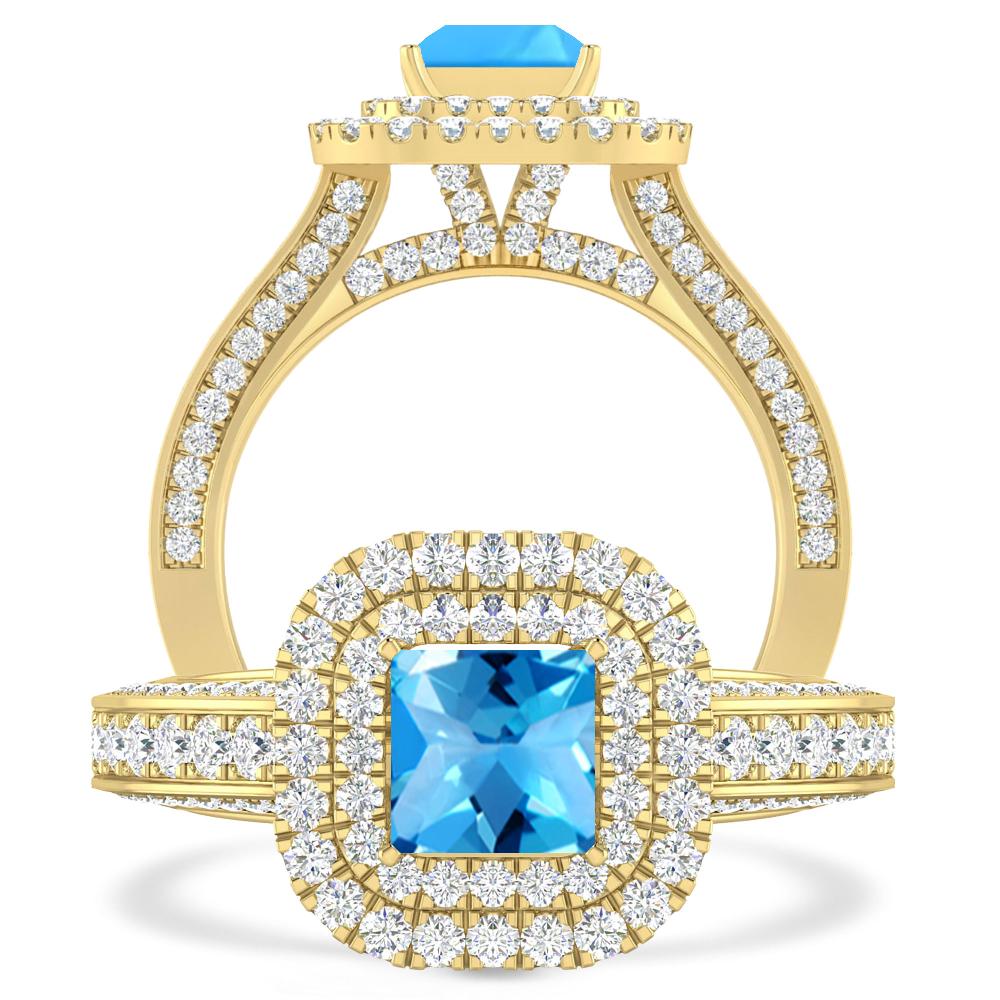 Yellow Gold - Blue Topaz