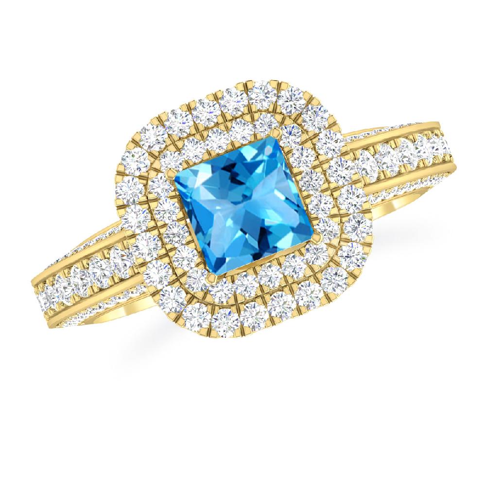 Yellow Gold - Blue Topaz