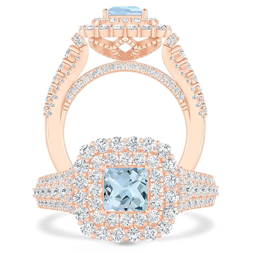 Rose Gold - Aquamarine