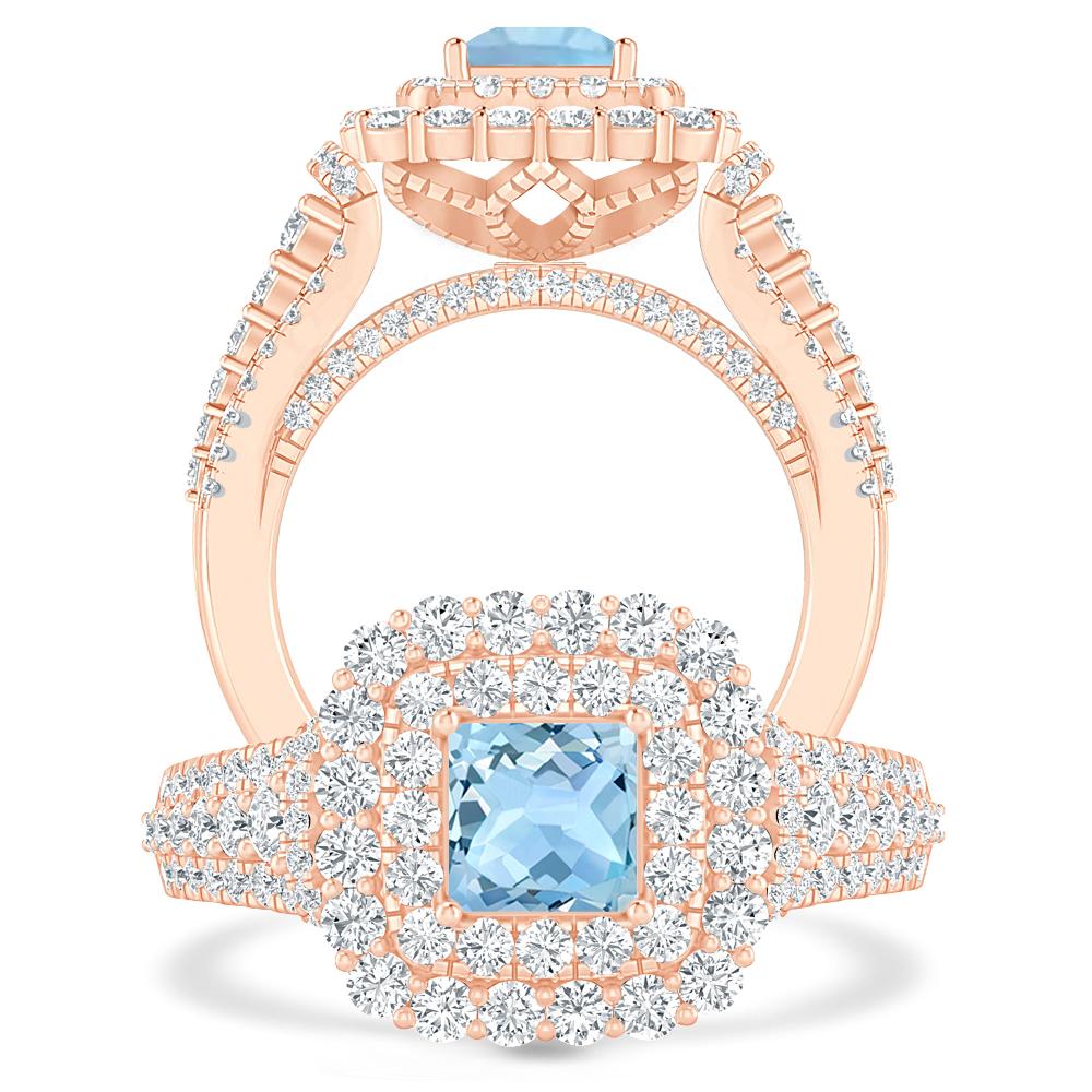 Rose Gold - Aquamarine