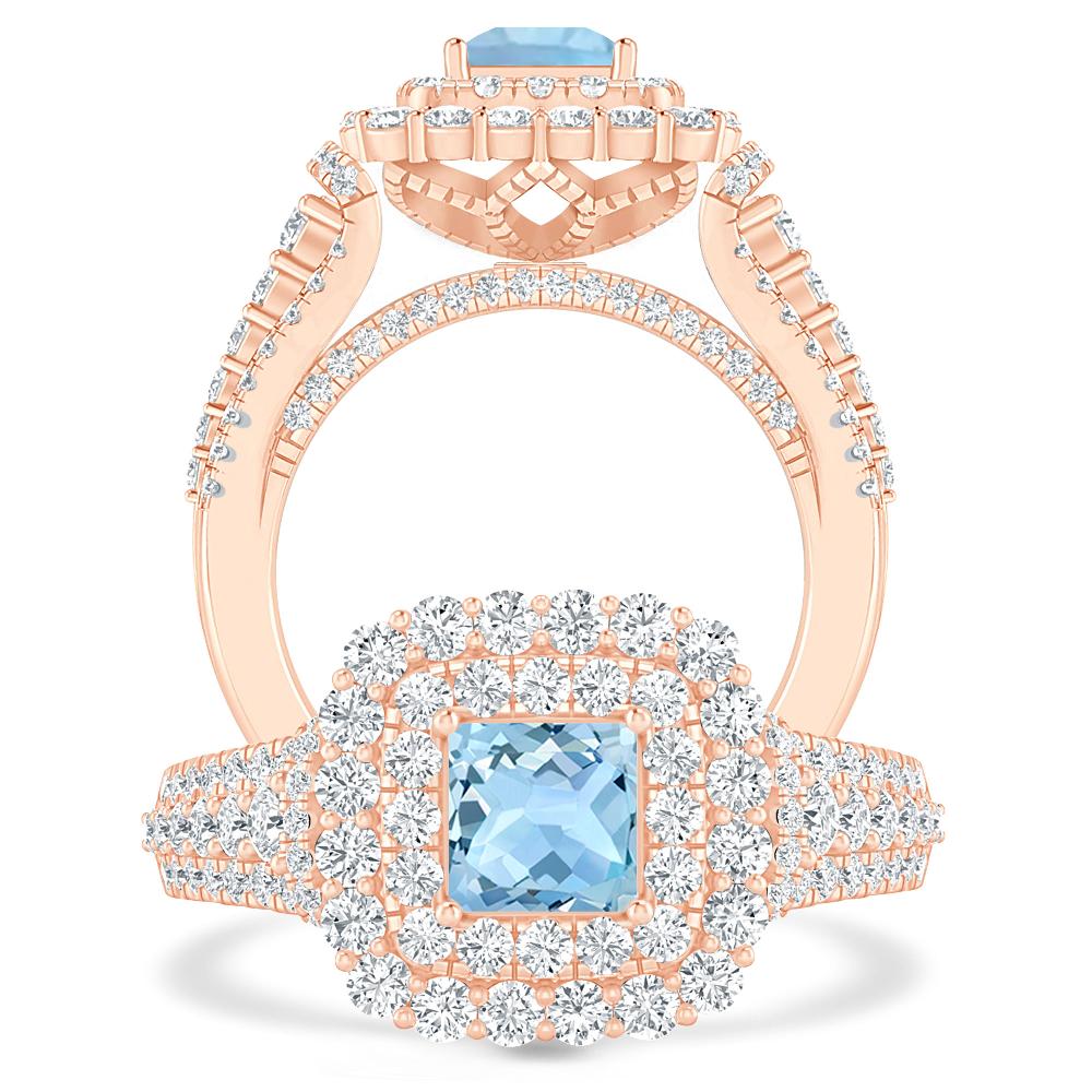 Rose Gold - Aquamarine