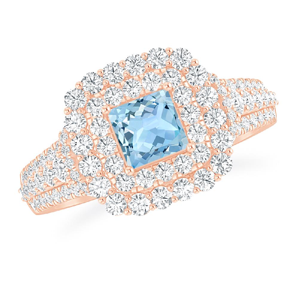 Rose Gold - Aquamarine