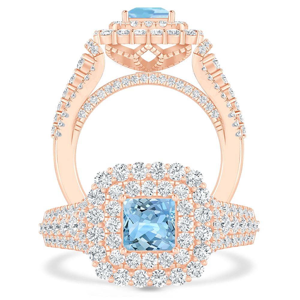 Rose Gold - Aquamarine