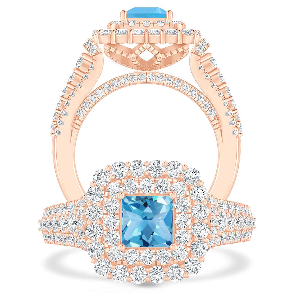 Rose Gold - Blue Topaz