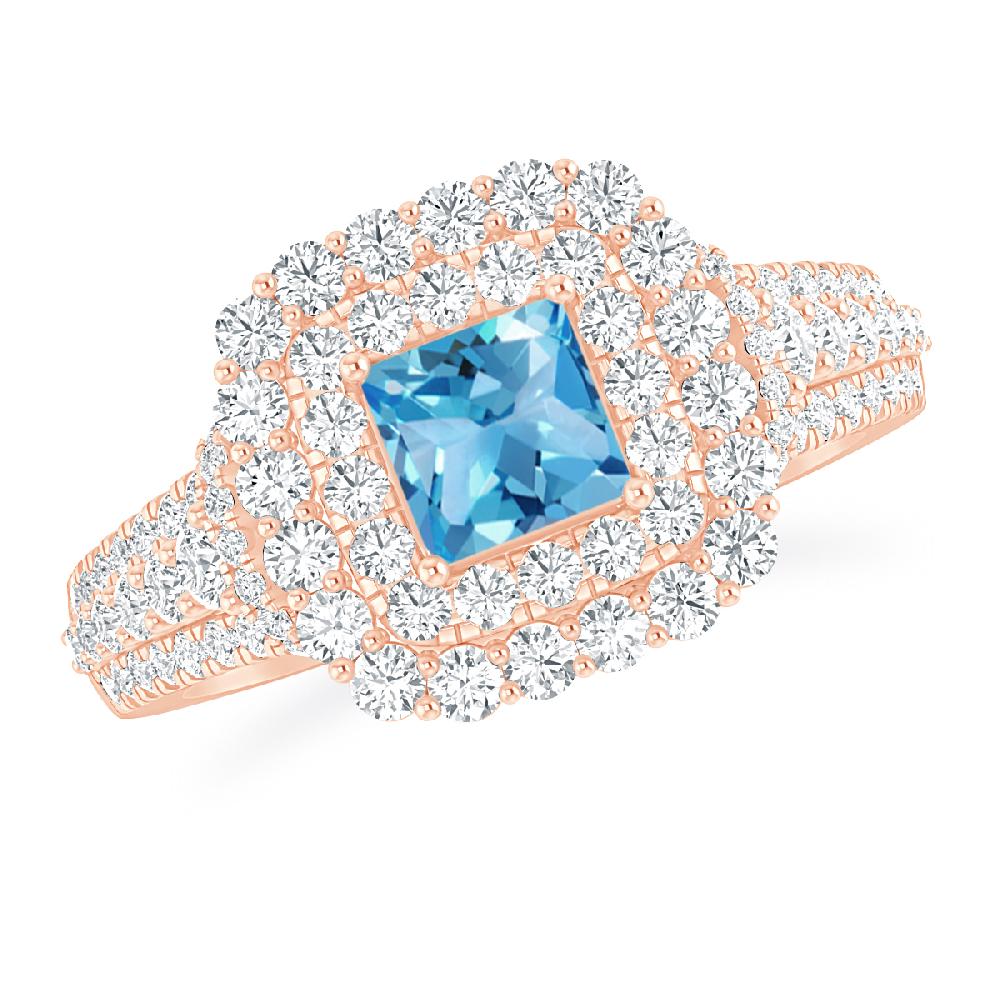 Rose Gold - Blue Topaz