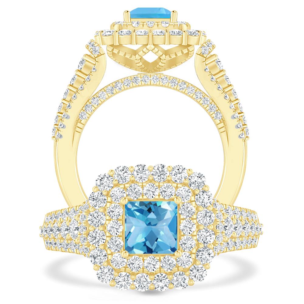 Yellow Gold - Blue Topaz