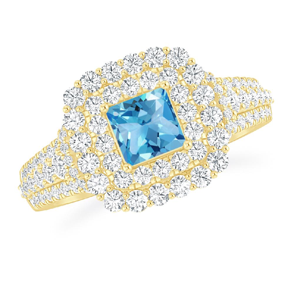 Yellow Gold - Blue Topaz