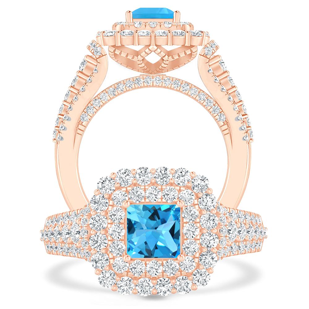 Rose Gold - Blue Topaz