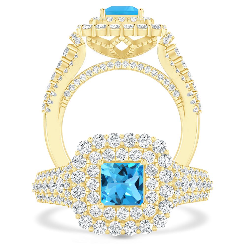 Yellow Gold - Blue Topaz