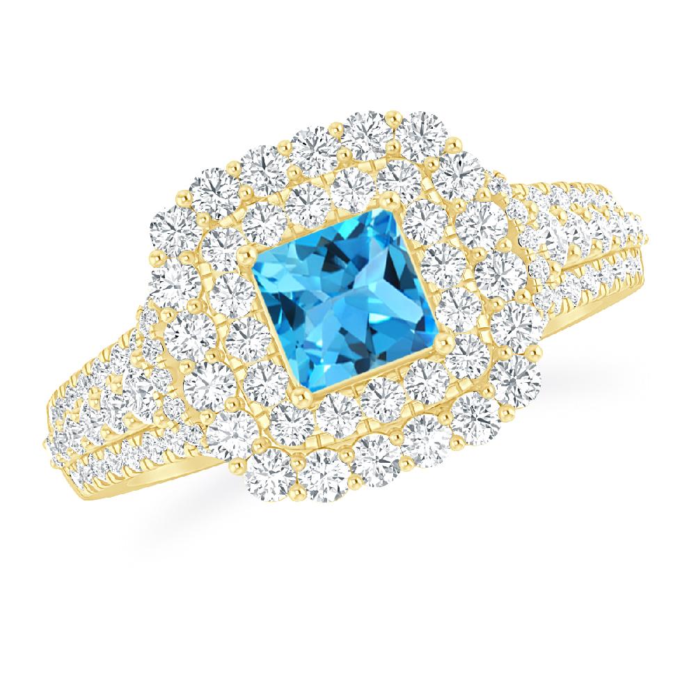 Yellow Gold - Blue Topaz