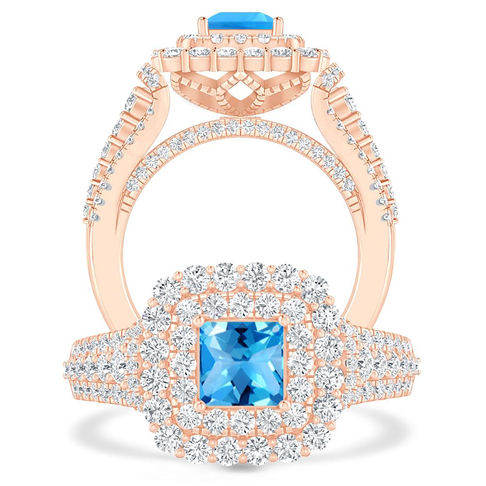 Rose Gold - Blue Topaz