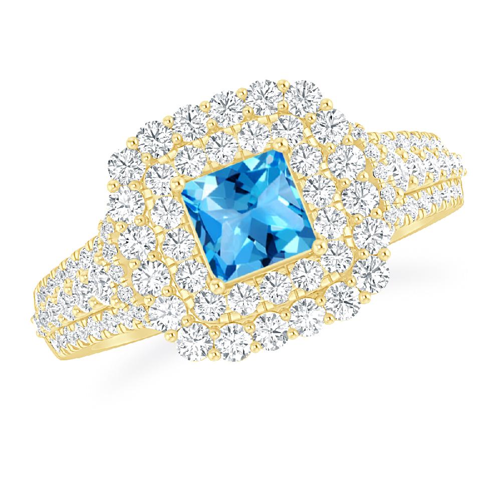 Yellow Gold - Blue Topaz