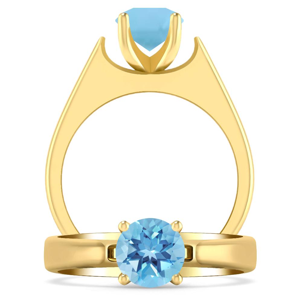 Yellow Gold - Blue Topaz