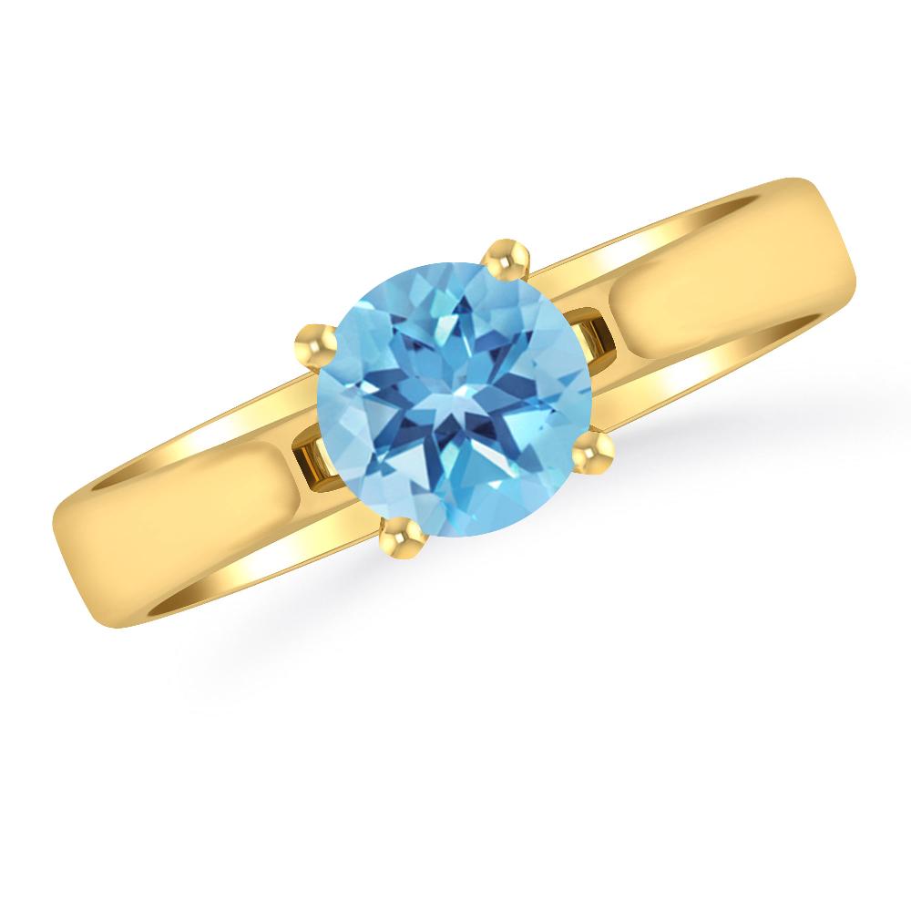 Yellow Gold - Blue Topaz