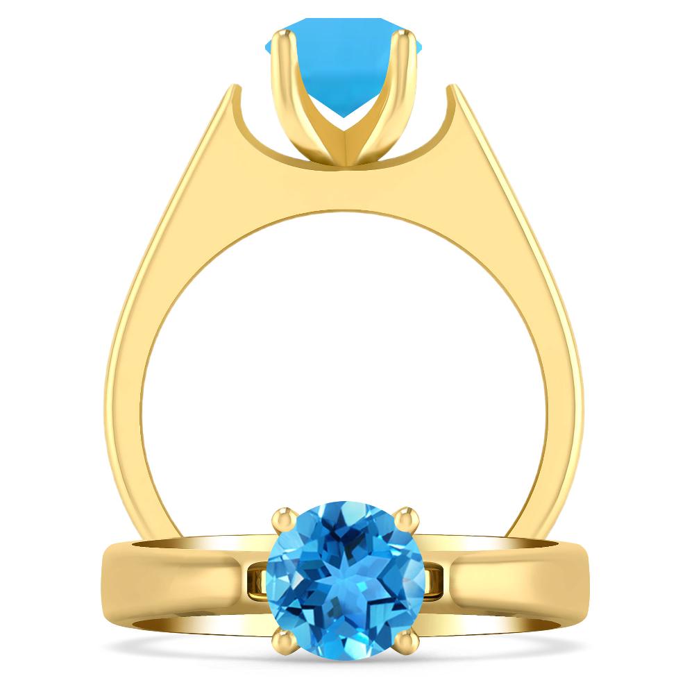 Yellow Gold - Blue Topaz