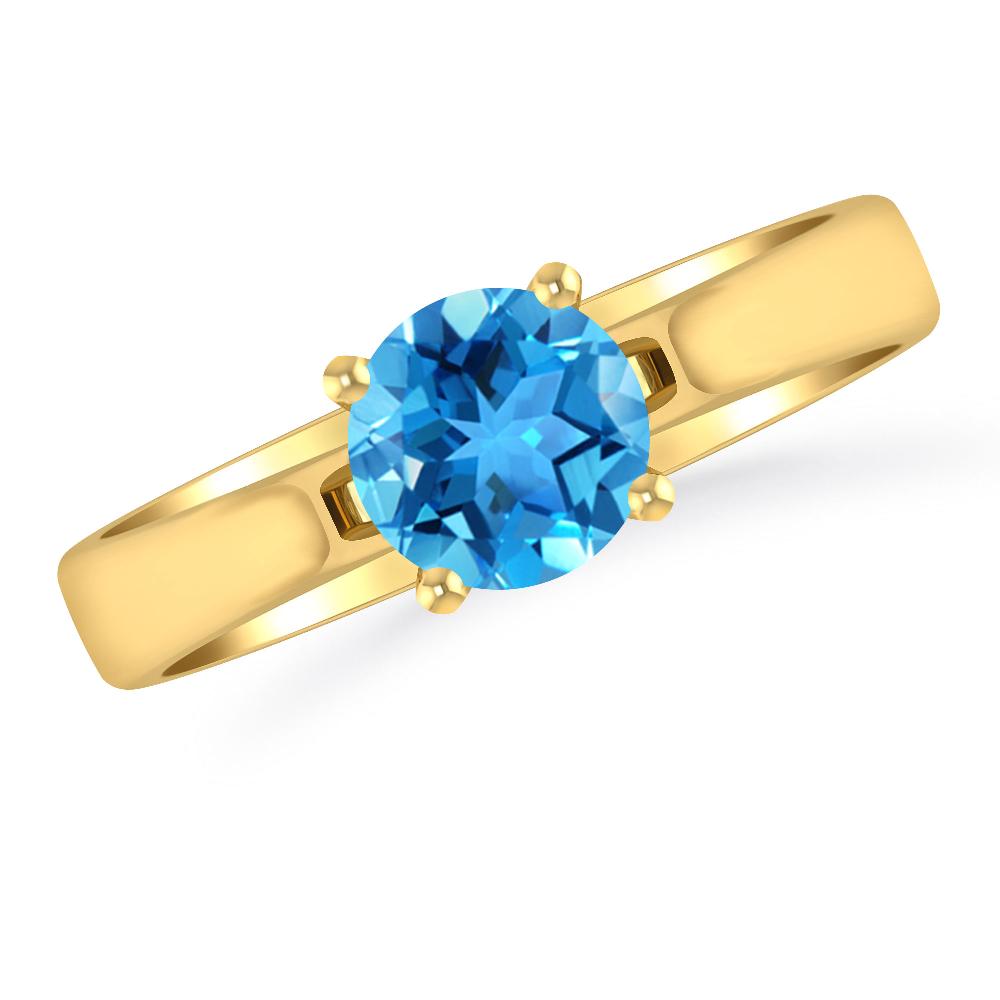 Yellow Gold - Blue Topaz