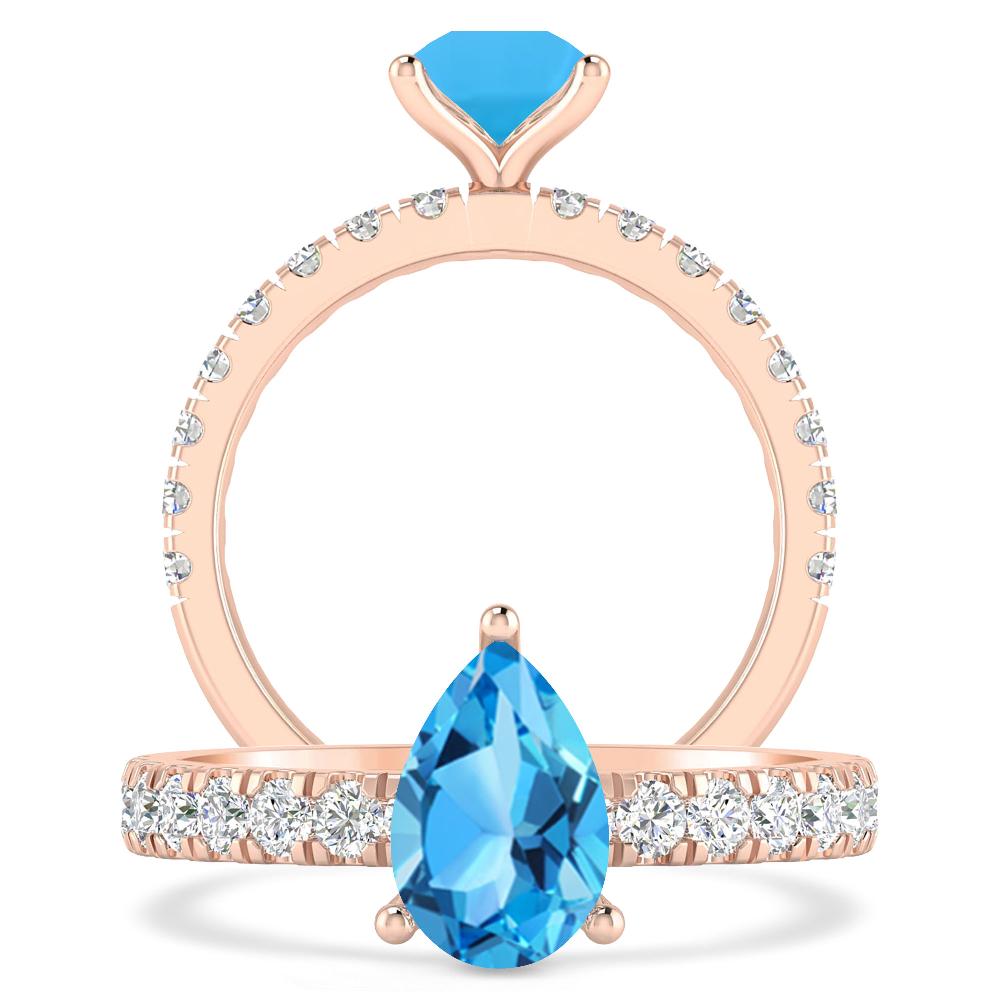 Rose Gold - Blue Topaz