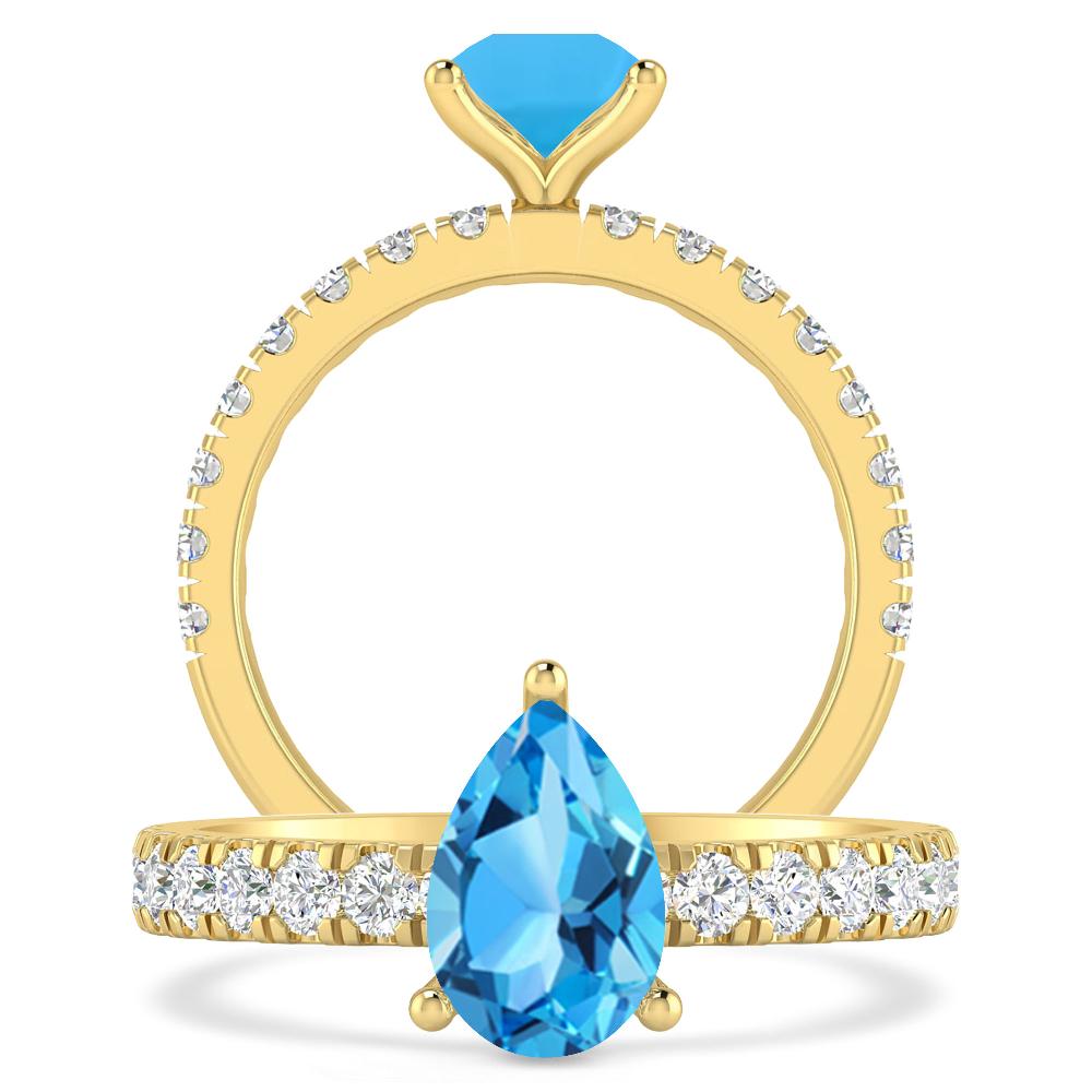 Yellow Gold - Blue Topaz