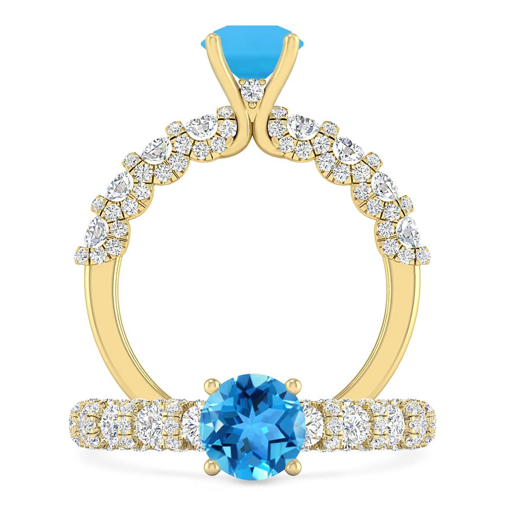 Yellow Gold - Blue Topaz