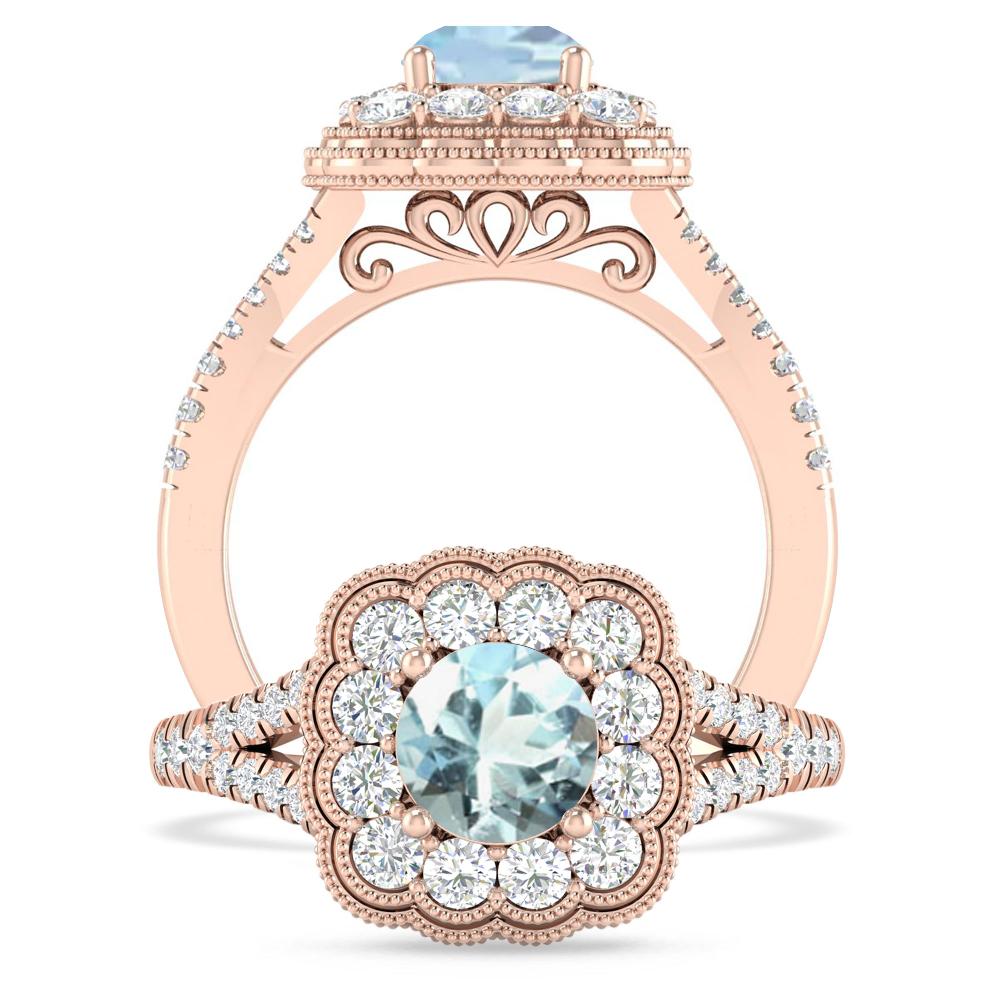 Rose Gold - Aquamarine