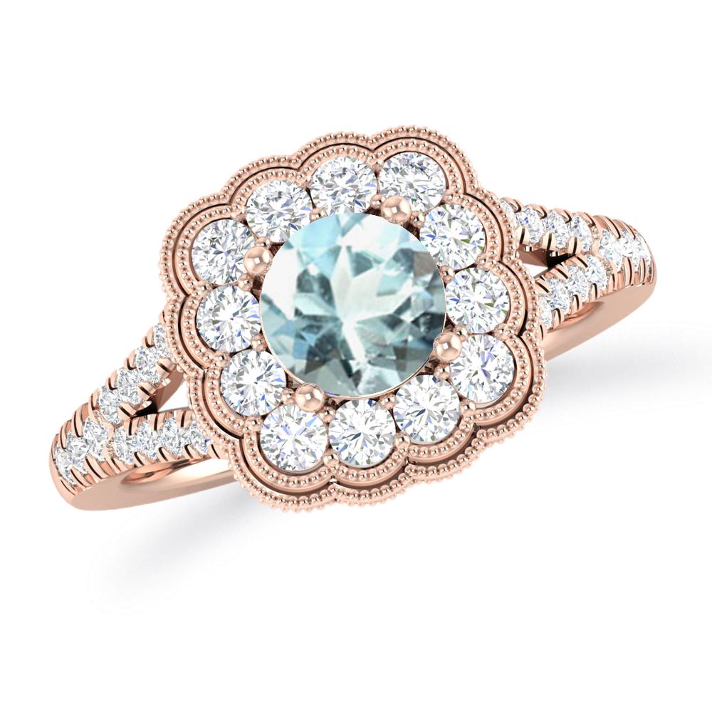 Rose Gold - Aquamarine