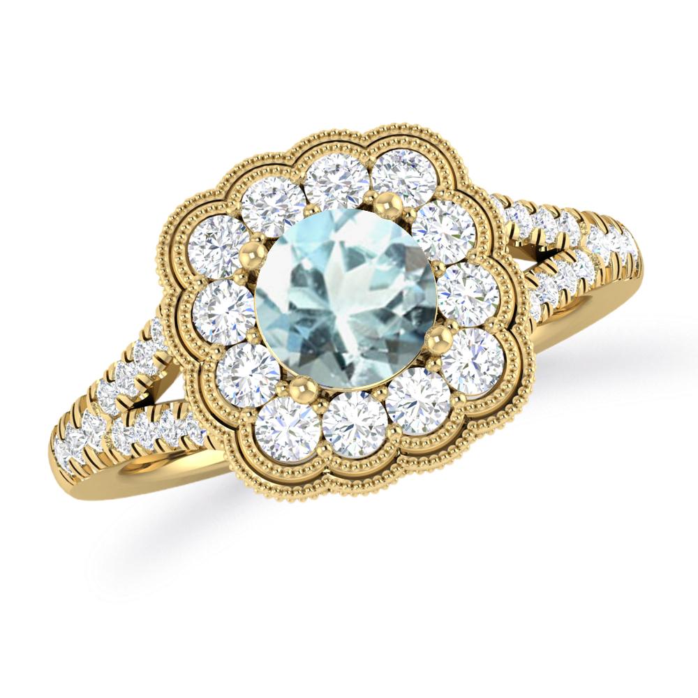 Yellow Gold - Aquamarine