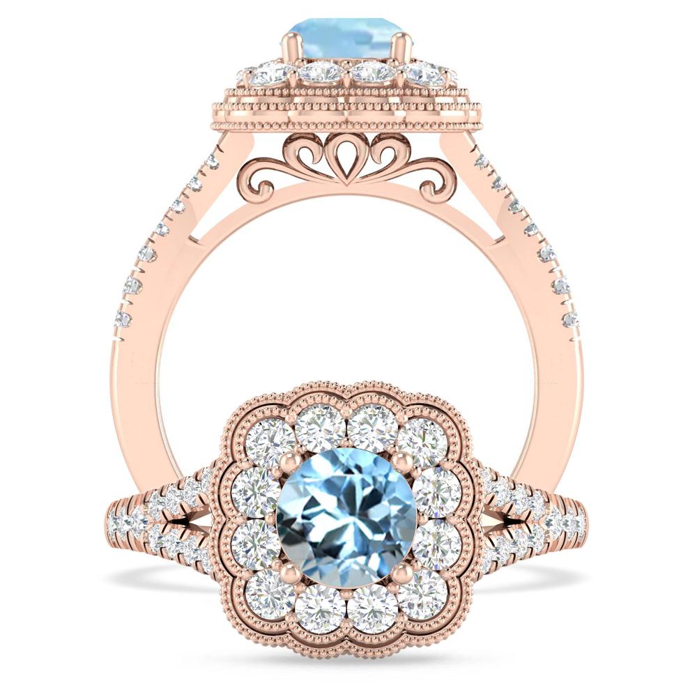 Rose Gold - Aquamarine